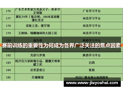 赛前训练的重要性为何成为各界广泛关注的焦点因素